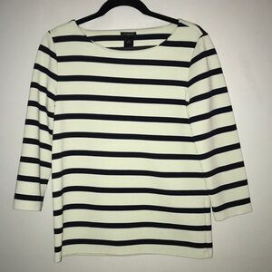 Ann Taylor 3/4 Women's Striped Top - Mint and Black